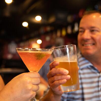 Guests drinking beer and martini