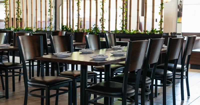 Closeup view of a dining table