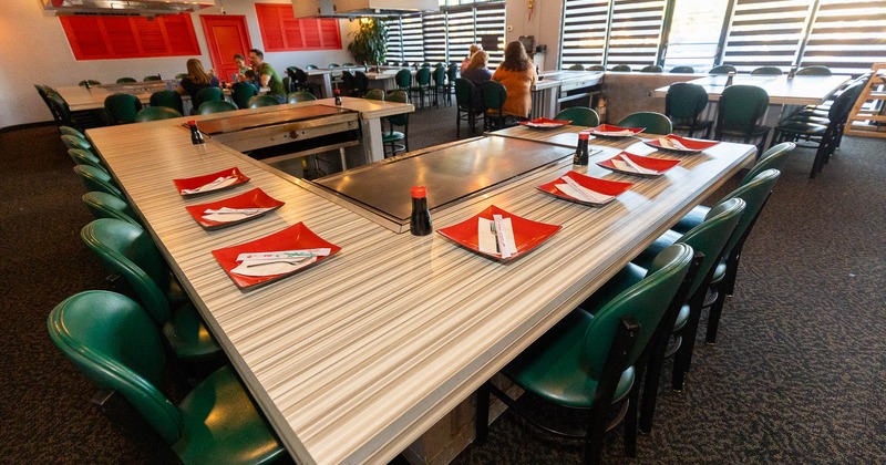 Interior, table set for guests