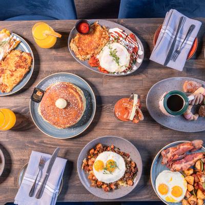 A top view of served food.