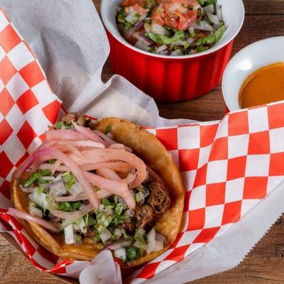 street taco with salsa and pico.