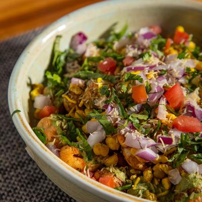Makhana chaat close up.