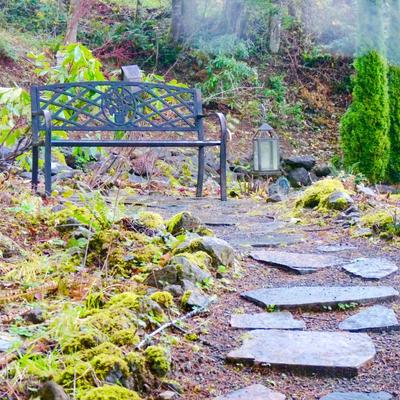 A private bench behind restaurant