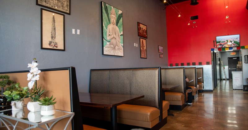 Inside, booth seating area