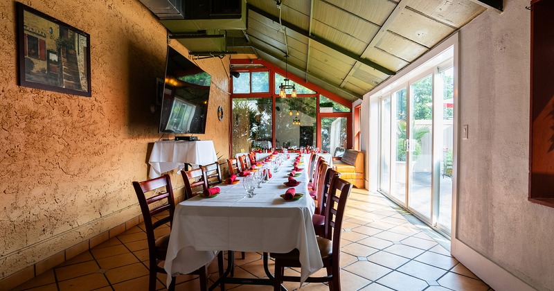 Private parties room with a set dining table