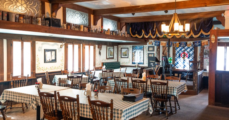 Interior, tables and chairs ready for guests