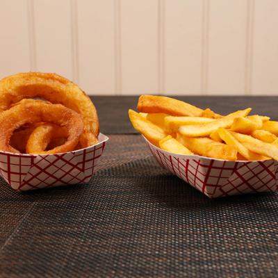 Fries and onion rings.