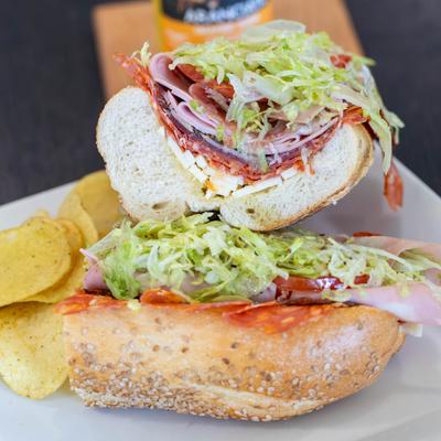 Calabrese sandwich, closeup.