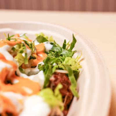 Burrito bowl, closeup.