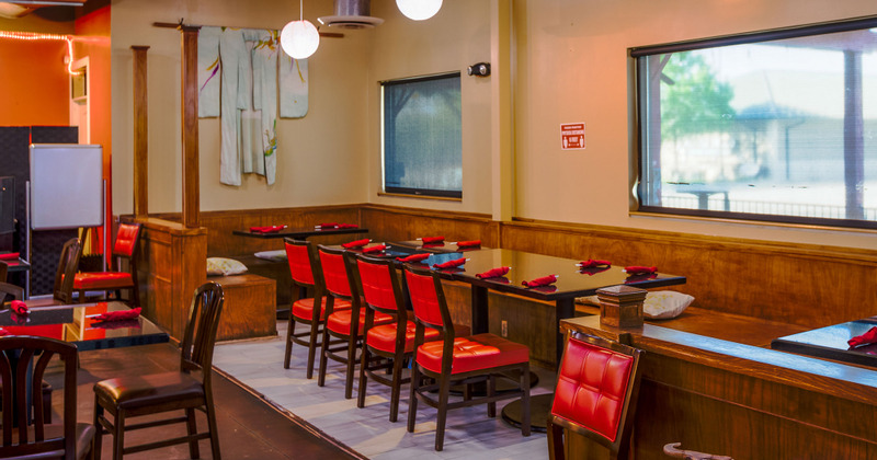 Interior, tables ready for guests