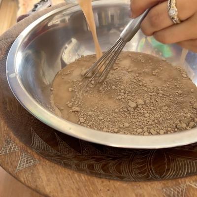 Powdered kava during the preparation.