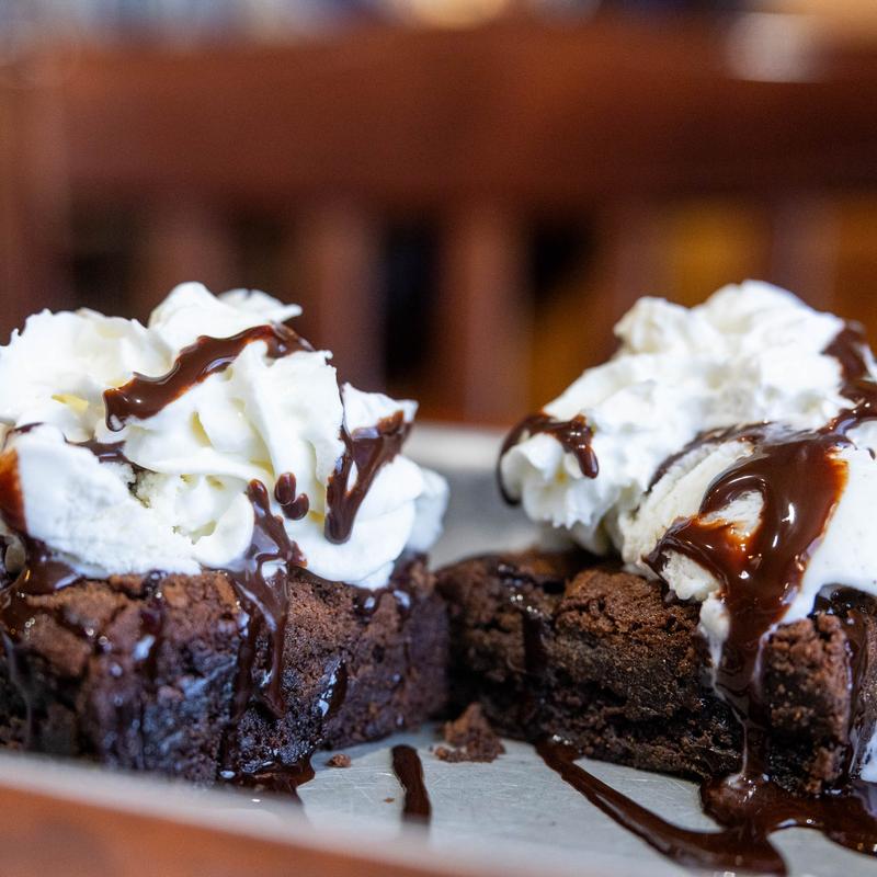Brownie Served with a Scoop of Ice Cream photo