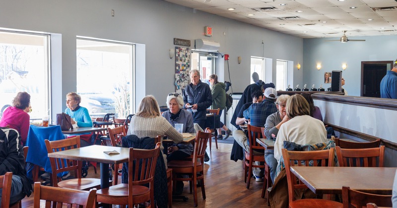Interior, diner area, wide view