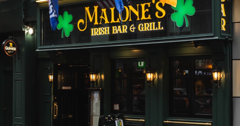 Exterior, front view to the restaurant entrance