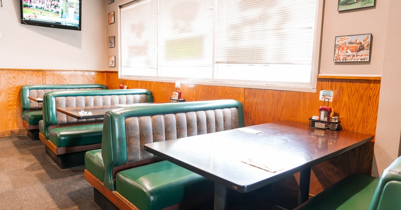 Interior, dining booths