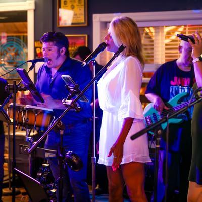 A band performing live.