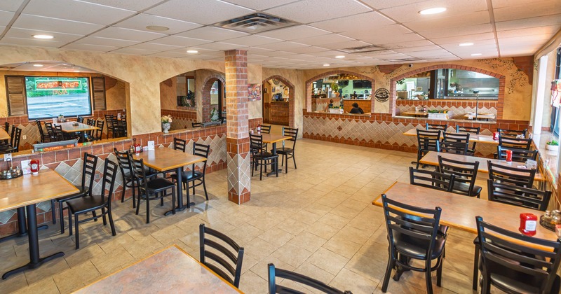 Interior, tables and chairs