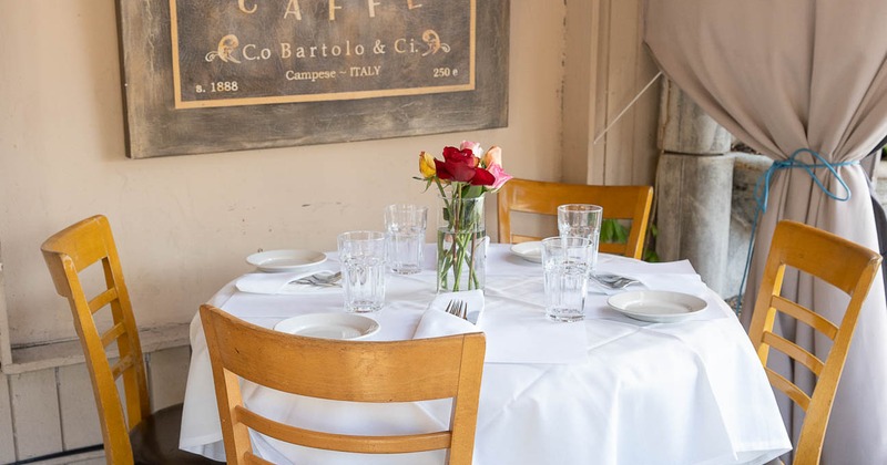 Interior, a table ready for guests