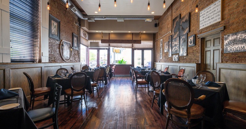 Interior, set dining tables