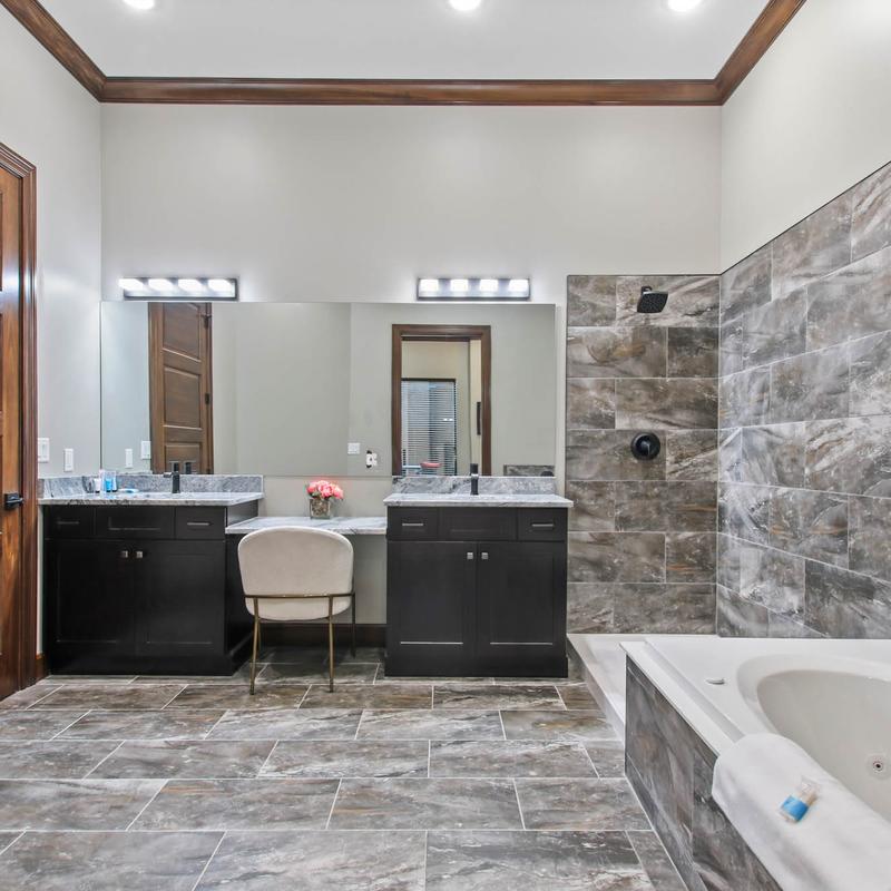 The interior of a bathroom.