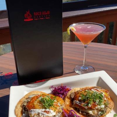 Tostadas and Cosmopolitan cocktail.