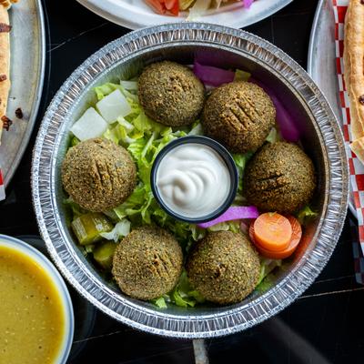 Falafel with dip.