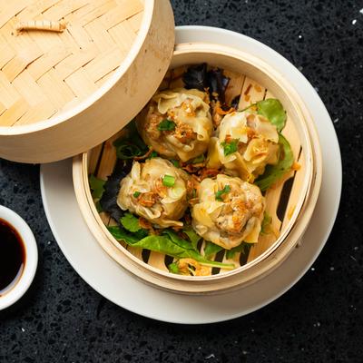 Steamed Dumplings, overhead view.