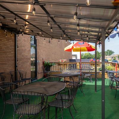 Outdoor sitting area.