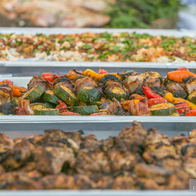 Three different types of food ready for service