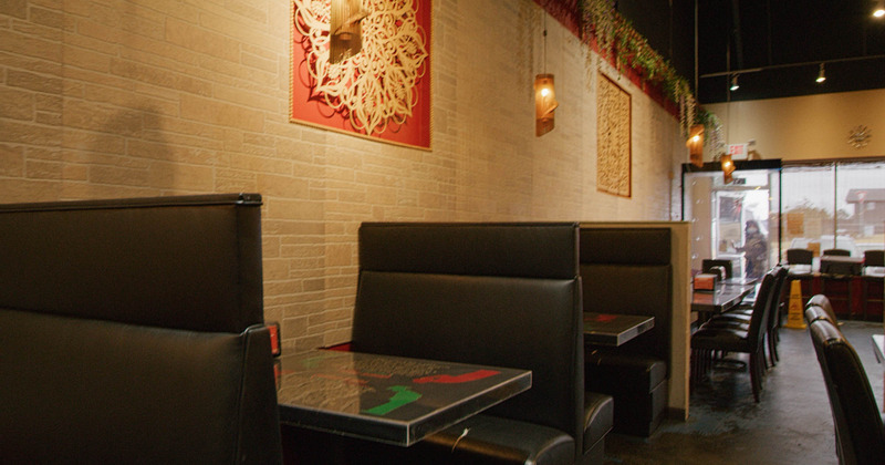 Interior, restaurant booth closeup