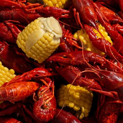 Boiled crayfish and corn.