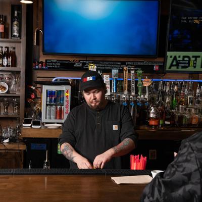 A bartender in action.