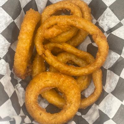 Lightly battered onion rings.