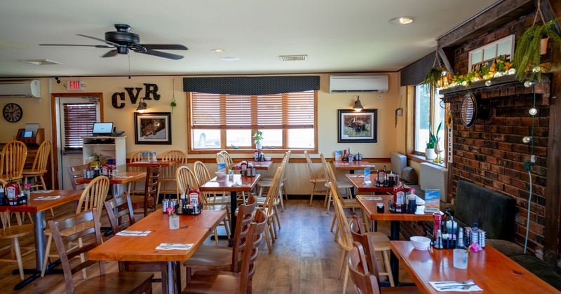 Interior, diner area,tables and chairs