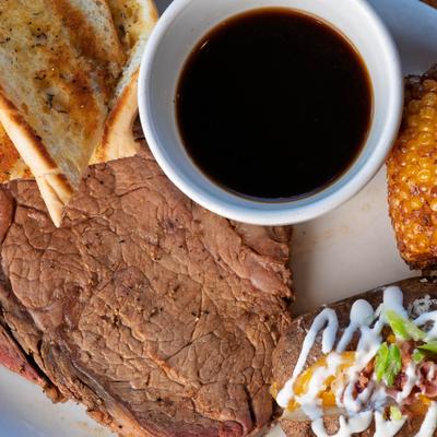 Prime Rib Plate top view.