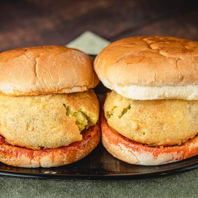 Vada Pav buns with potato fritter inside.