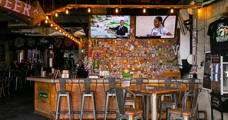 Interior space, bar and seating area