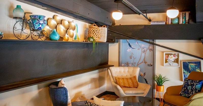 Interior, cosy place, armchairs, coffee tables