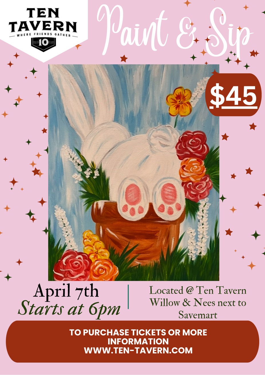 🐰 Easter Bunny Paint & Sip at Ten Tavern! 🎨🌸 event photo