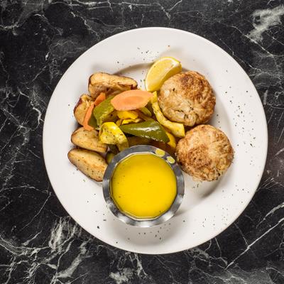 Meatballs with side gilled vegetables.