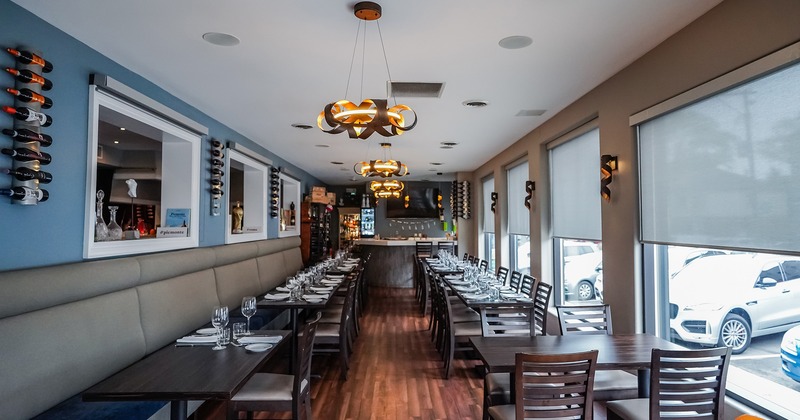 Interior, dining area with set tables