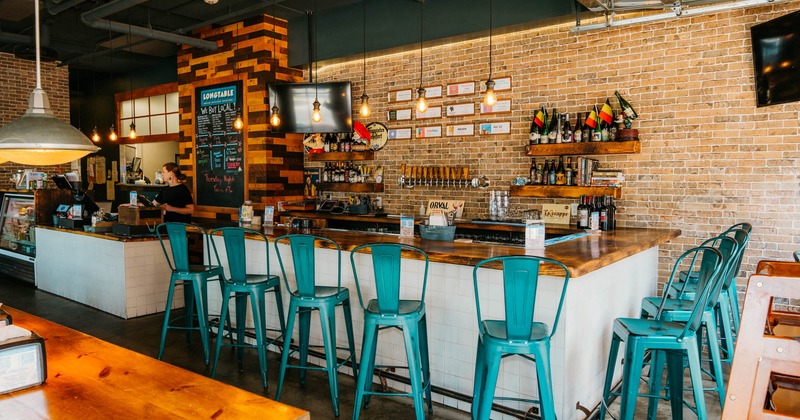 Interior, a bar with a bar stools