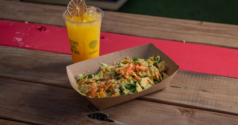 Nachos and a cocktail