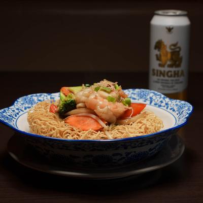 Crispy Egg Noodles Stir Fry.