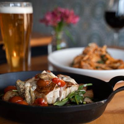 A served pan roasted mahi mahi.