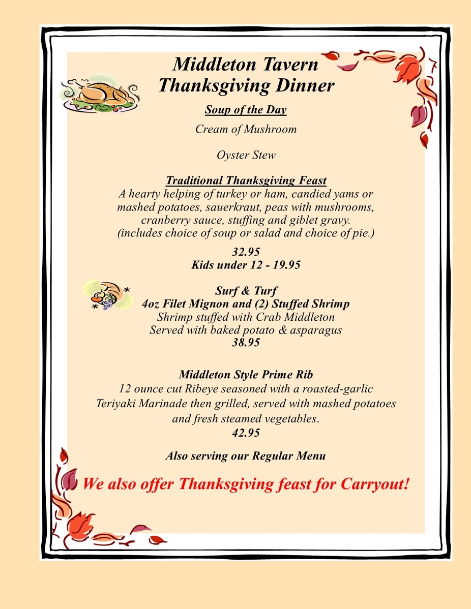 Thanksgiving Special Menu event photo