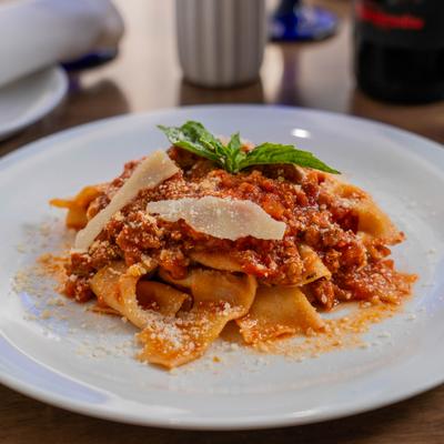 Bolognese flat pasta.
