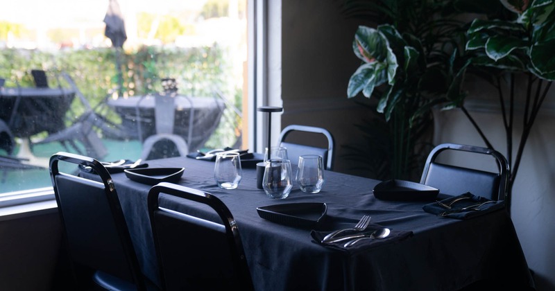 Interior, table ready for guests