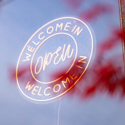 Neon open circle-shaped sign