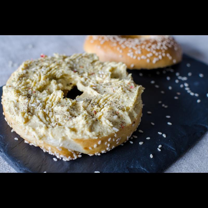 Hand Rolled Bagel with Hummus photo